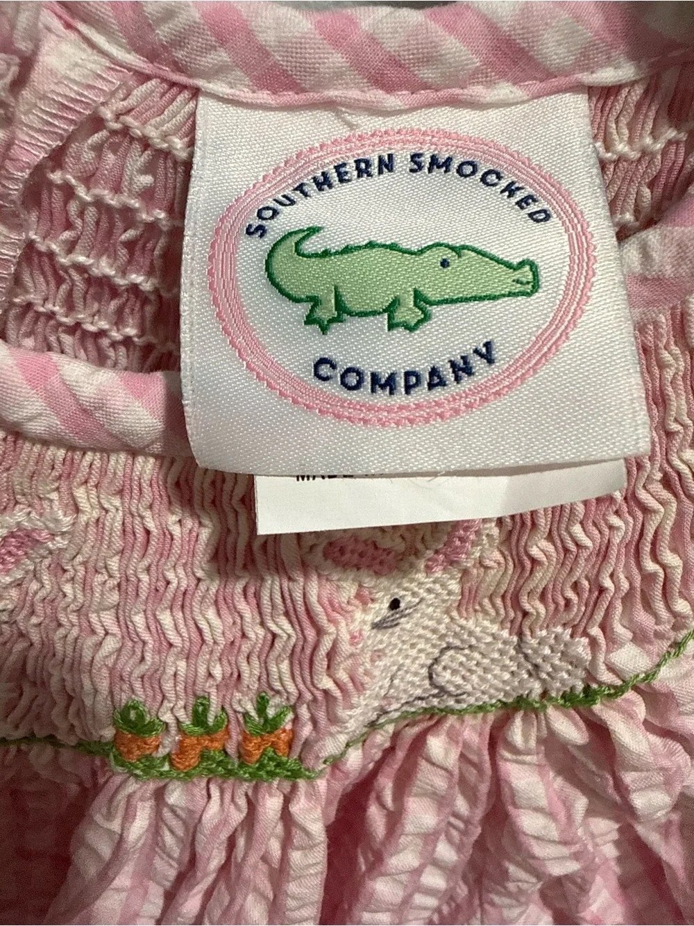 Southern Smocked Company Bunny Smocked Dress 6M | Easter Pink Gingham Outfit - Picture 4 of 5